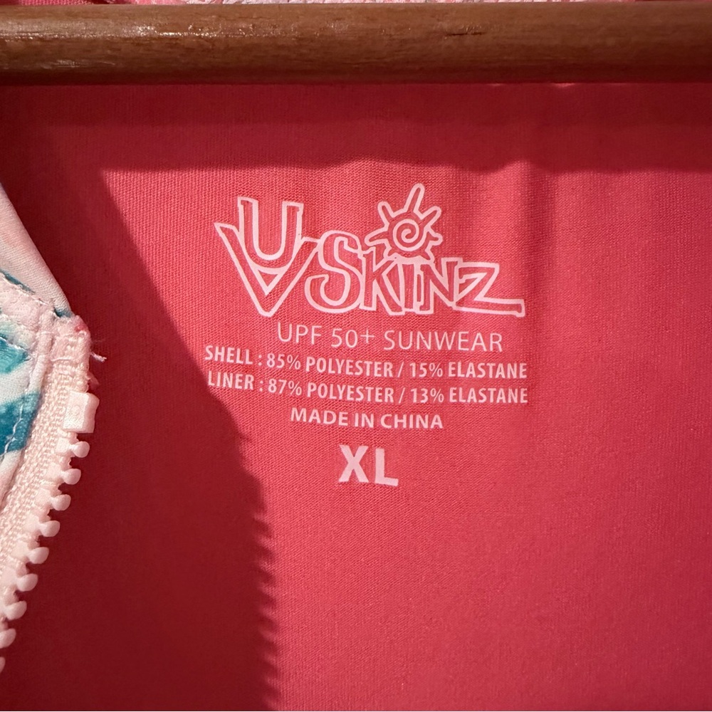 VSkins UPF 50+ Long Sleeve Zip Rash Guard One Piece XL Coral Pink Mermaidcore - Picture 3 of 8